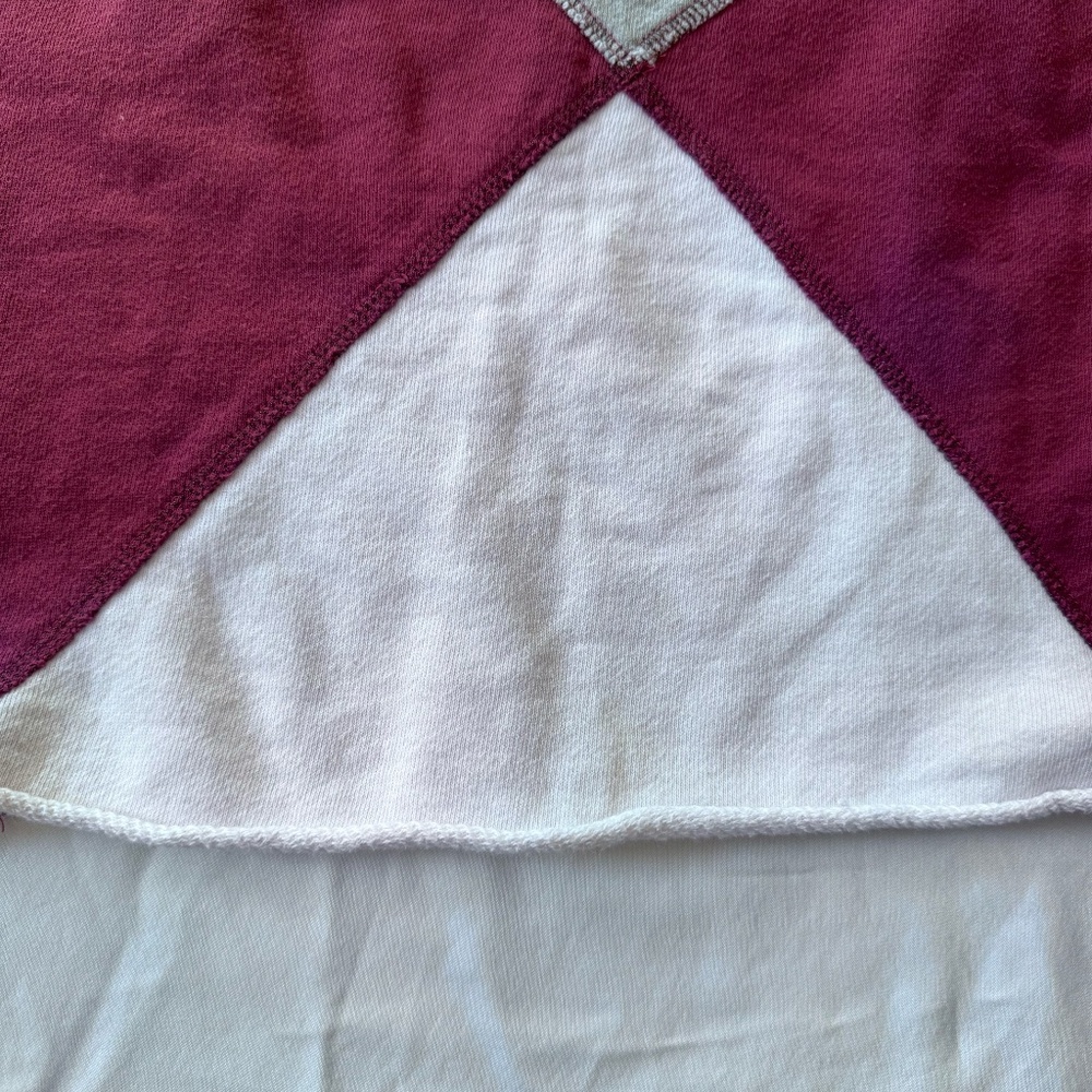 Free People Montauk Colorblock Pullover XS Berry Ivory Raw Hem Sweatshirt NWOT - Picture 8 of 15